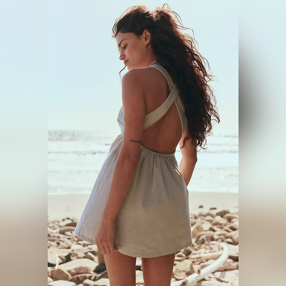 🪷NWT Free People free-est Veranda Mini Dress In Morning Oat, Size L🌙 - Picture 2 of 4